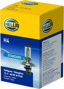 HELLA Lâmpada de halogêneo padrão H4, 12 V, 60/55 W