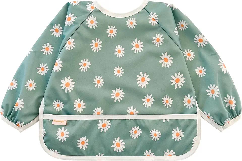 Torange Babador de bebê, babador de manga comprida para crianças, babador à prova d'água para bebê, avental de desmame com LED, babador de alimentação lavável na máquina