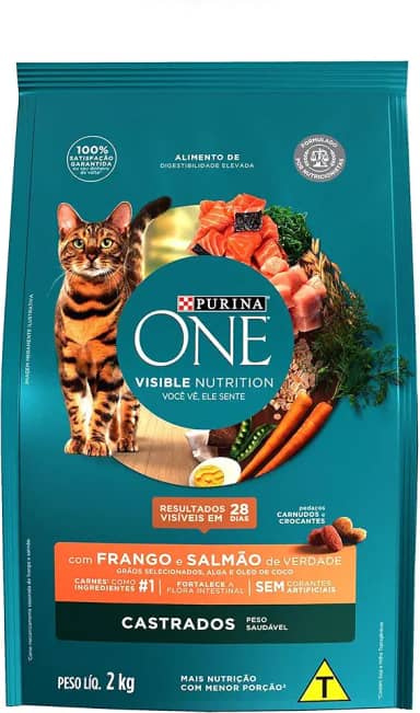 Ração Gatos Castrados PURINA ONE Frango e Salmão 2kg