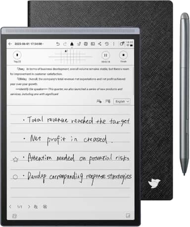 Pacote AINOTE Air 2, tablet de tinta AI E de 20,8 cm, tablet inteligente para anotações de papel com caneta e luz ajustável, transcrição multilíngue alimentada por ChatGPT, gerenciamento de agenda de