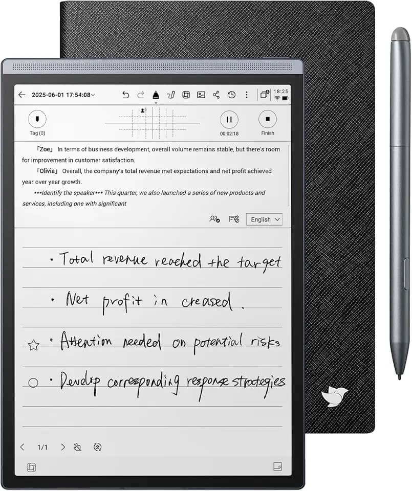 Pacote AINOTE Air 2, tablet de tinta AI E de 20,8 cm, tablet inteligente para anotações de papel com caneta e luz ajustável, transcrição multilíngue alimentada por ChatGPT, gerenciamento de agenda de
