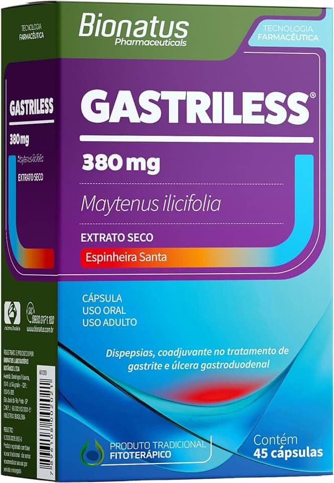 Bionatus, Gastriless, Espinheira Santa, Suplemento alimentar, Maytenus Ilicifolia, 45 cápsulas • 45 doses, Roxo