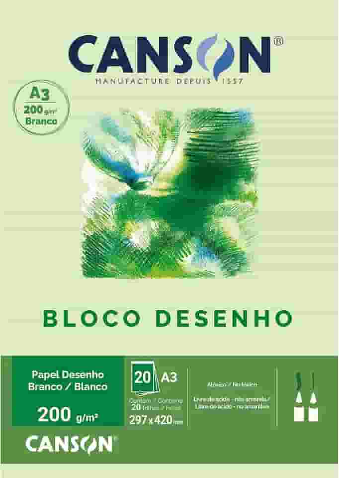 CANSON Tecnica, Papel para Desenho em Bloco, Gramatura 200 g/m², Tamanho A3, Cor Branco