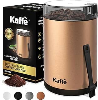 Kaffè Moedor de Café Elétrico Kaffe. Os Melhores Moedores de Café para Uso Doméstico. (14 Xícaras) Fácil Ligar/Desligar com Escova de Limpeza Incluída. Cobre