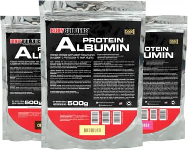 Kit 3x Albumina Protein Baunilha, Chocolate e Morango 500g - Bodybuilders