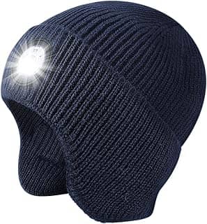 TOUCH TWO Gorro masculino com luz, 5 LEDs tipo C, recarregável, chapéu de inverno para pesca, corrida, ciclismo