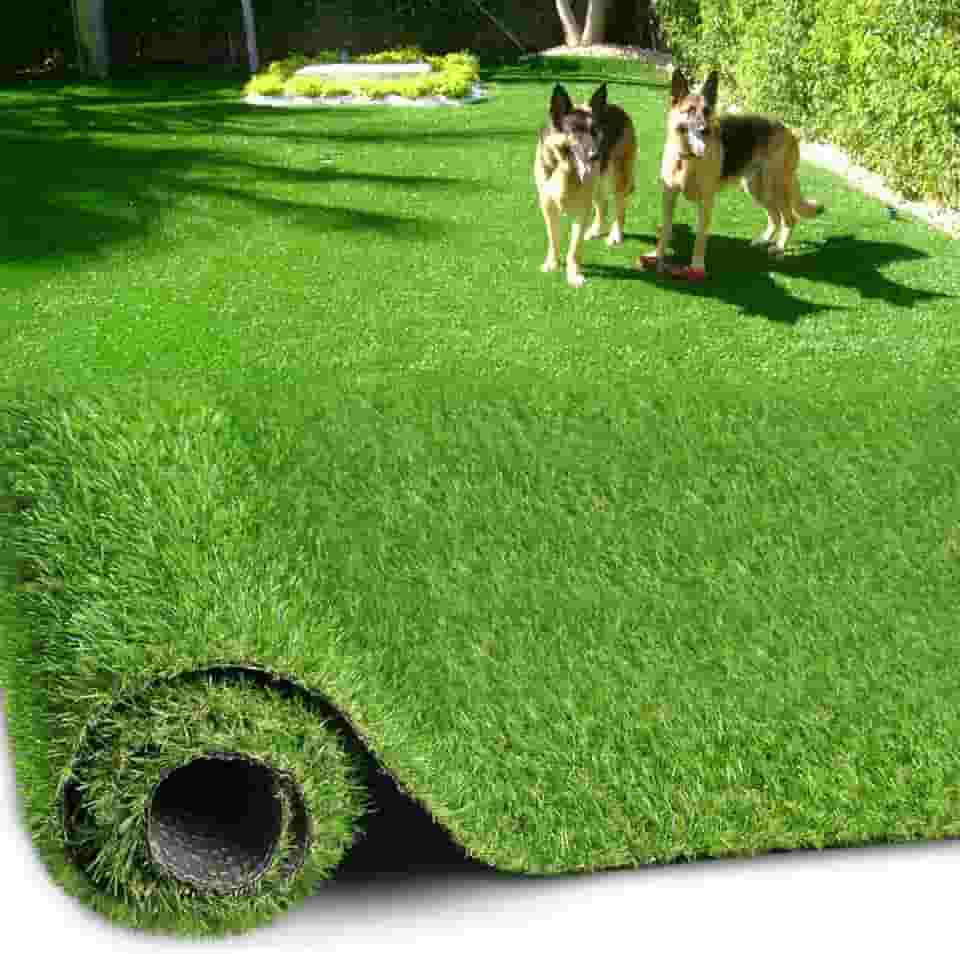 PENFHF Tapete de grama artificial de 7,5 m × 1,8 m, tapete de grama falsa realista com drenagem, tapete de grama sintética para uso interno externo de 2 cm de altura, para cães, varanda, pátio,