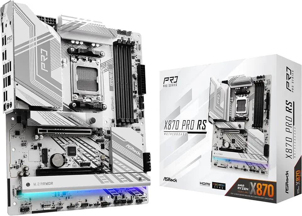 ASRock Placa mãe X870 Pro RS AMD Ryzen Socket AM5 ATX DDR5 DIMMs 8000 MHz 256 GB PCIe Gen5 SATA3 6,0 Gb/s