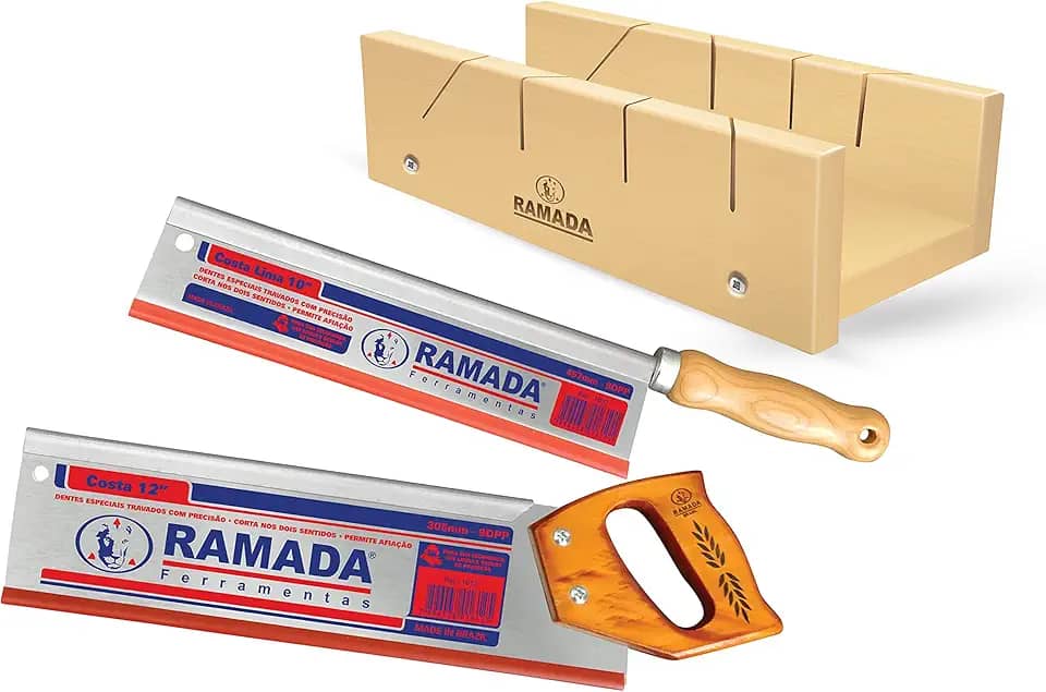 Gabarito Corte Meia Esquadria + 2 Serrote Costa 10 e 12 Pol.