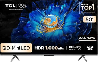 Smart TV TCL 50 Polegadas QLED Mini LED 4K C6KS WiFi Bluetooth Google TV HDR10+ Dolby Atmos 50C6KS