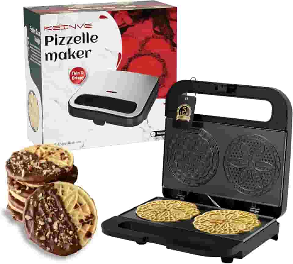 KEINVE Máquina De Fazer Pizzas, Mini Elétrica Antiaderente Para Assar Biscoitos E Pizzas Festas, Feriados Guloseimas (Revestimento Cerâmico, 2 * 4') Cerâmico)