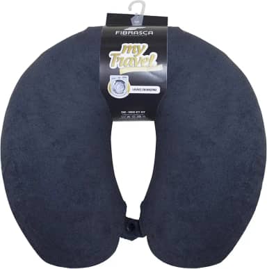 Travesseiro de Viagem My Travel - Fibra Siliconizada - Preto - Fibrasca, Formato 'U' anatomico cervical