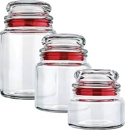 Euro Home - Conjunto com 3 Potes Multiuso de Vidro, Tampa Herméticas - VDR1129-VM