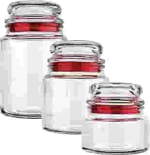 Euro Home - Conjunto com 3 Potes Multiuso de Vidro, Tampa Herméticas - VDR1129-VM