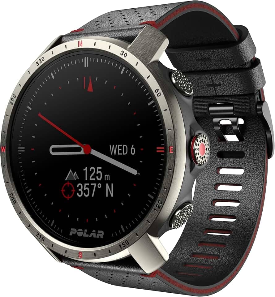 Polar Grit X Pro Titanium - Smartwatch Multiesportivo com GPS, Durabilidade Militar, Vidro de Safira, Frequência Cardíaca no Pulso, Bateria de Longa Duração, Navegação, Esportes ao ar livre