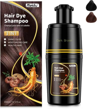 IIIMEIDU Shampoo De Tintura De Cabelo Para Cabelos Grisalhos, marrom escuro Hair Dye Shampoo 3 em 1 para mulheres e homens, xampu colorido semipermanente para cobertura de cabelos grisalhos, tintura instantânea natural para cabelos com ingredientes à base de ervas, 350 ml