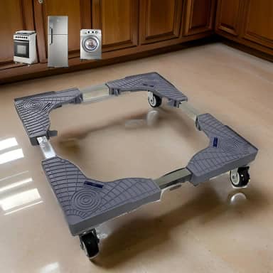 Suporte Móvel Ajustável Com Rodas, Para Geladeira, Máquina De Lavar, Fogão, Capacidade 200kg, Base Antiderrapante, Marca VARENZIA
