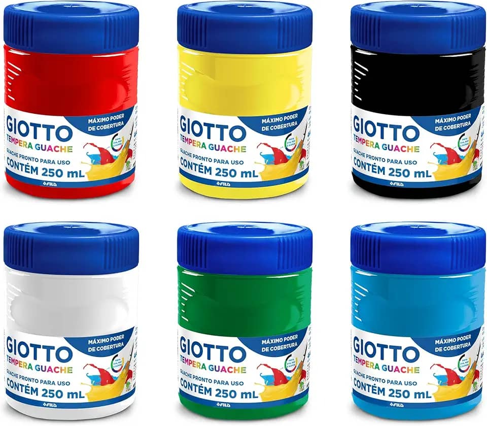 GIOTTO Tinta Tempera Guache 250ml, 014000, Kit com 6 Cores