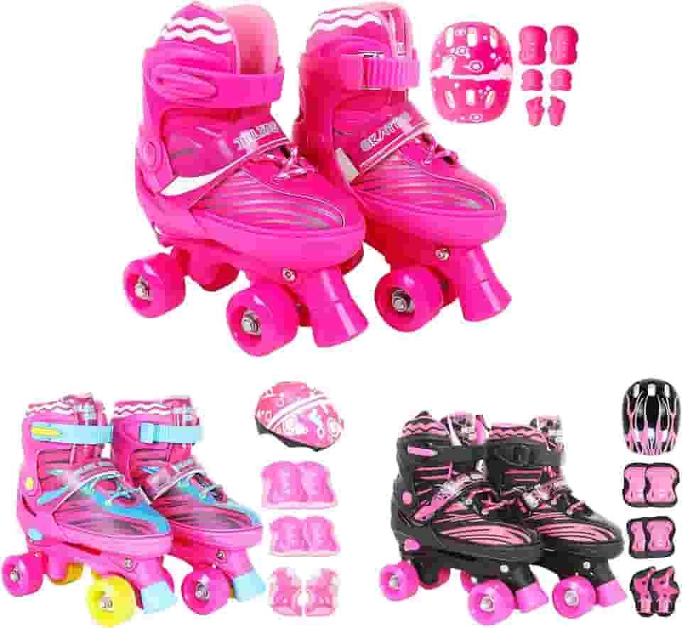 Patins Infantil Roller 4 Rodas + Capacete Proteção Ajustável