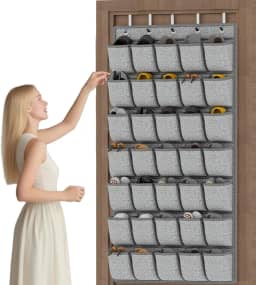 Organizador de sapatos com 35 bolsos sobre a porta, suporte para pendurar na porta para armário, suporte grande de armazenamento de sapatos, organizador Zapateras para sapatos (preto)
