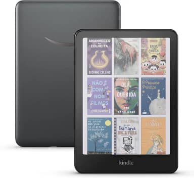 Apresentamos o Kindle Colorsoft Signature Edition (32 GB) - Com tela colorida, luz frontal autoadaptável, carregamento sem fio e bateria que dura semanas - Cor Preta Metálica