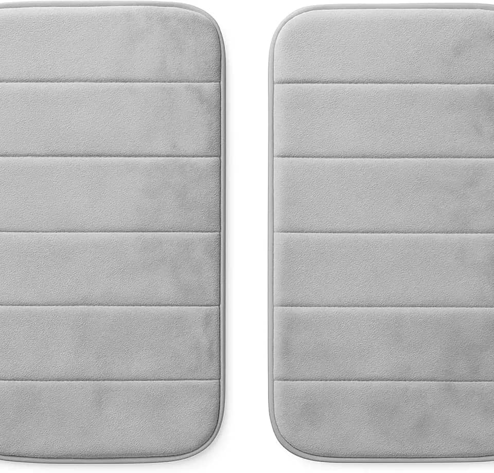 kit 2 Tapetes Para Banheiro Antiderrapante Macio Super Soft Poliester Emborrachado Facil De Limpar Tapete Antiderrapante 60x40cm - THREE BROTHERS (Tapete Cinza Escuro)