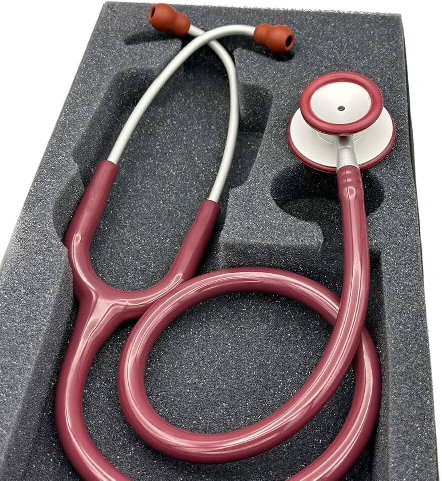 Estetoscópio Duplo Efficace Profissional BIC Vinho Bordô - Ideal enfermagem Veterinária e Academicos