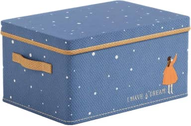 Caixa Organizadora com Tampa Dobrável, Armazenamento para Armário e Debaixo da Cama, Empilhável, Tecido Não Tecido (Azul)