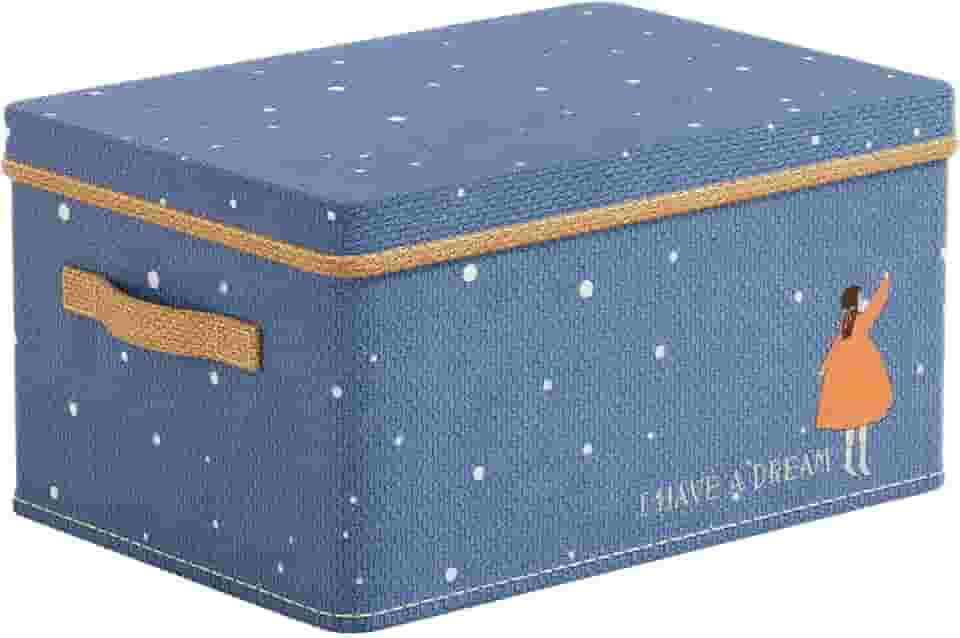 Caixa Organizadora com Tampa Dobrável, Armazenamento para Armário e Debaixo da Cama, Empilhável, Tecido Não Tecido (Azul)