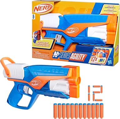 Nerf N Series Agility - Lançador em plástico azul e laranja com 12 dardos Nerf N1 (compatíveis apenas com lançadores N Series), para crianças a partir de 8 anos
