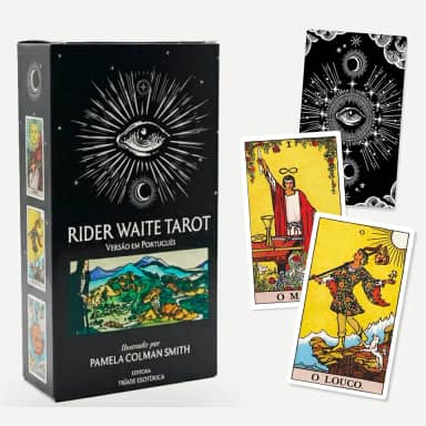 O Tradicional Tarot Rider Waite para iniciantes Português 78 cartas + SAQUINHO + CRISTAL + TOALHA + MAPA ASTRAL