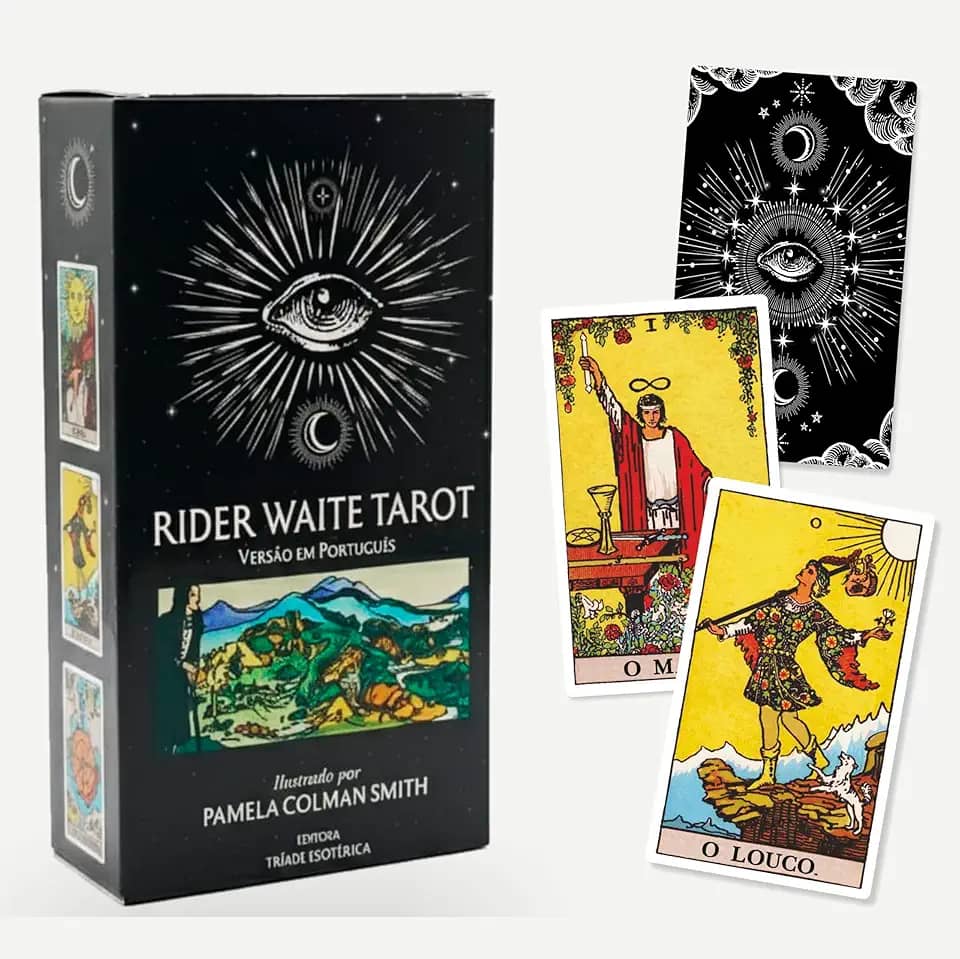 O Tradicional Tarot Rider Waite para iniciantes Português 78 cartas + SAQUINHO + CRISTAL + TOALHA + MAPA ASTRAL