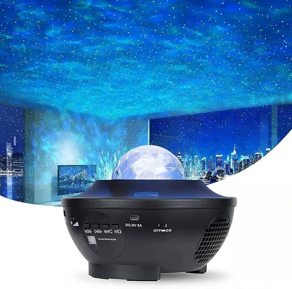 Projetor de Luz, Projetor, Projetor de Estrelas, Galaxy Projector, 10 Cores de Iluminação, Rotação de 360°, Projeção de Onda Dinâmica