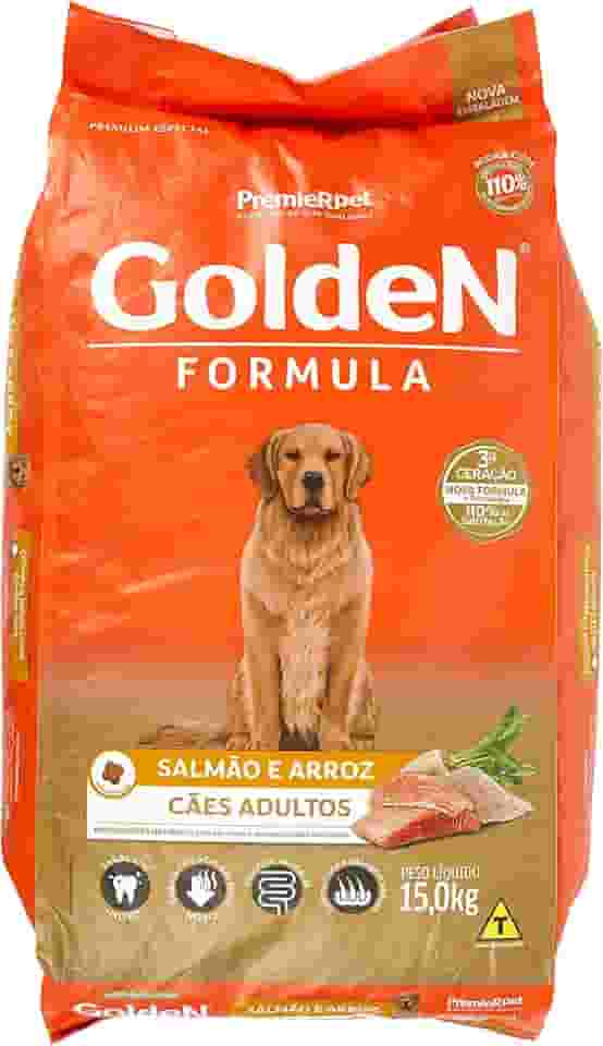 Premier Pet Golden Ração para Cães Adultos, Sabor Salmão e Arroz, 15kg