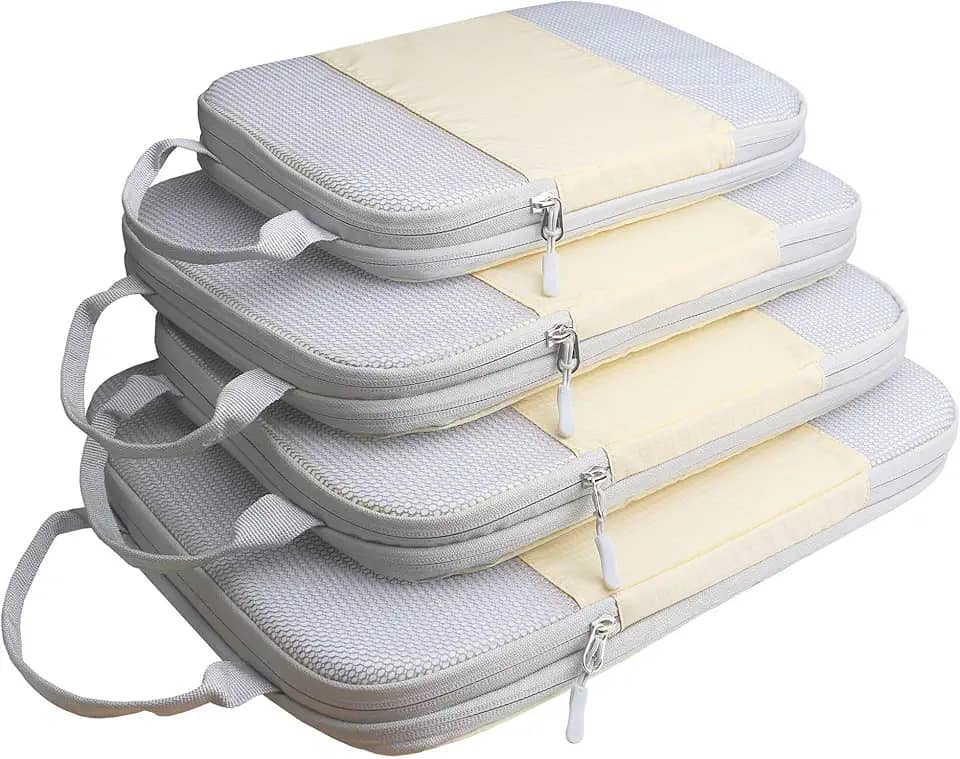 Cubos de compressão para malas, conjunto com 6/4 organizadores de viagem Gowraps para bagagem/bagagem de mão/mochila, organizador de viagem compressível, conjunto de bolsas e bolsas de armazenamento