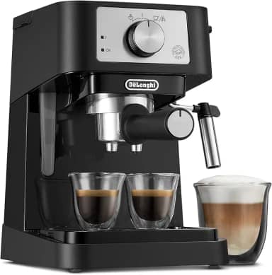 De'Longhi Máquina de café expresso manual Stilosa, cafeteira compacta, bomba de pressão de 15 barras, espumador de leite manual para café expresso único e duplo autêntico, lattes e cappuccinos