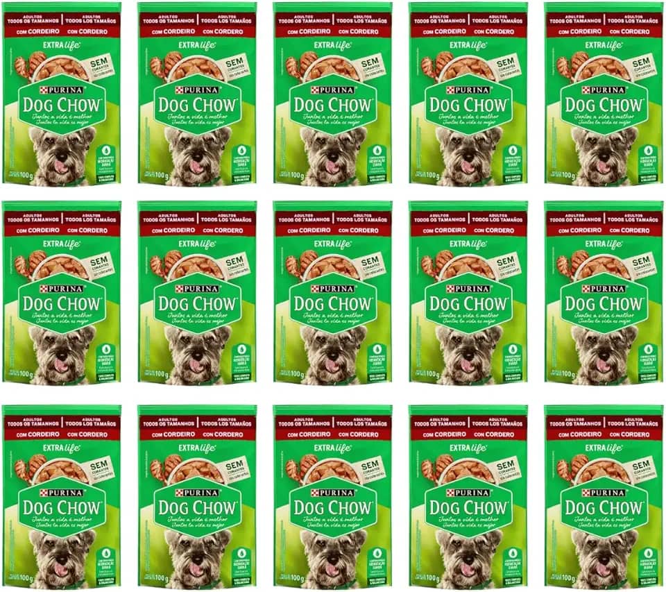 Pack Nestlé Purina Dog Chow Ração Úmida Para Cães Adultos Cordeiro Ao Molho - Com 15 Sachês 100g
