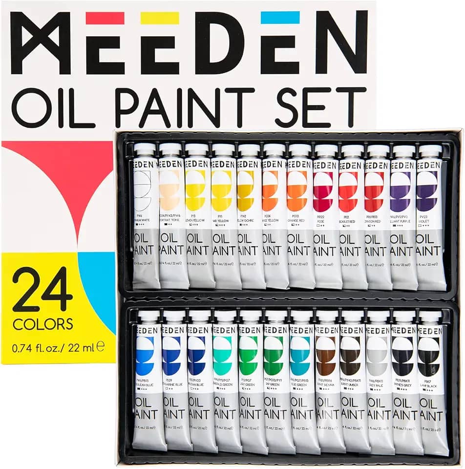 MEEDEN Conjunto de tinta a óleo, tintas a óleo não tóxicas 24 x 22 ml/21.0 g para pintura em tela