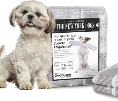 DOG’S CARE Tapete Higiênico Descartável The New York Dogs - Tapete Absorvente Para Cães - 60 x 55cm - 14 Unidades