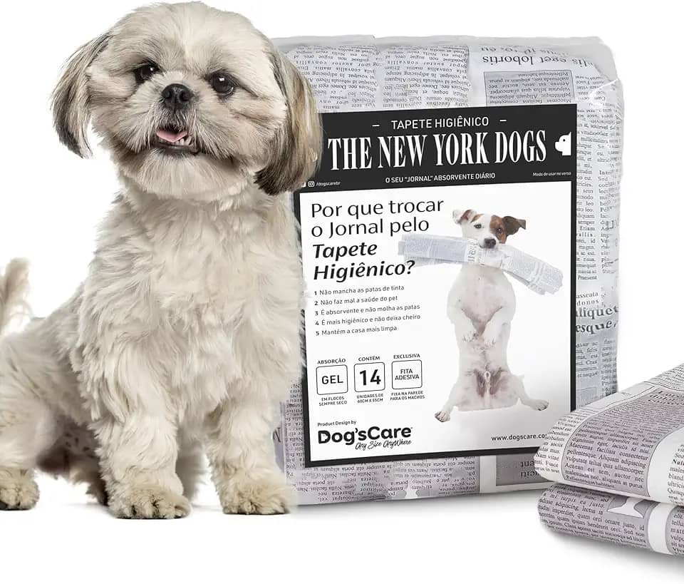 DOG’S CARE Tapete Higiênico Descartável The New York Dogs - Tapete Absorvente Para Cães - 60 x 55cm - 14 Unidades