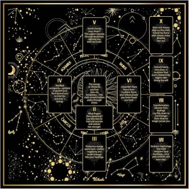 Toalha de mesa de tarô, pano de altar de 63 x 63 cm, tecido de adivinhação sagrada, estampa dupla face, tapete de tarô para leitura de cartas, bruxaria, cristais, suprimentos de rituais espirituais