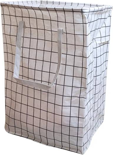 Cesto de Roupa Suja ou Limpa 72 Litros Dobrável Com Alça Tecido Resistente Organizador Lavanderia com Estampa (Quadrados)