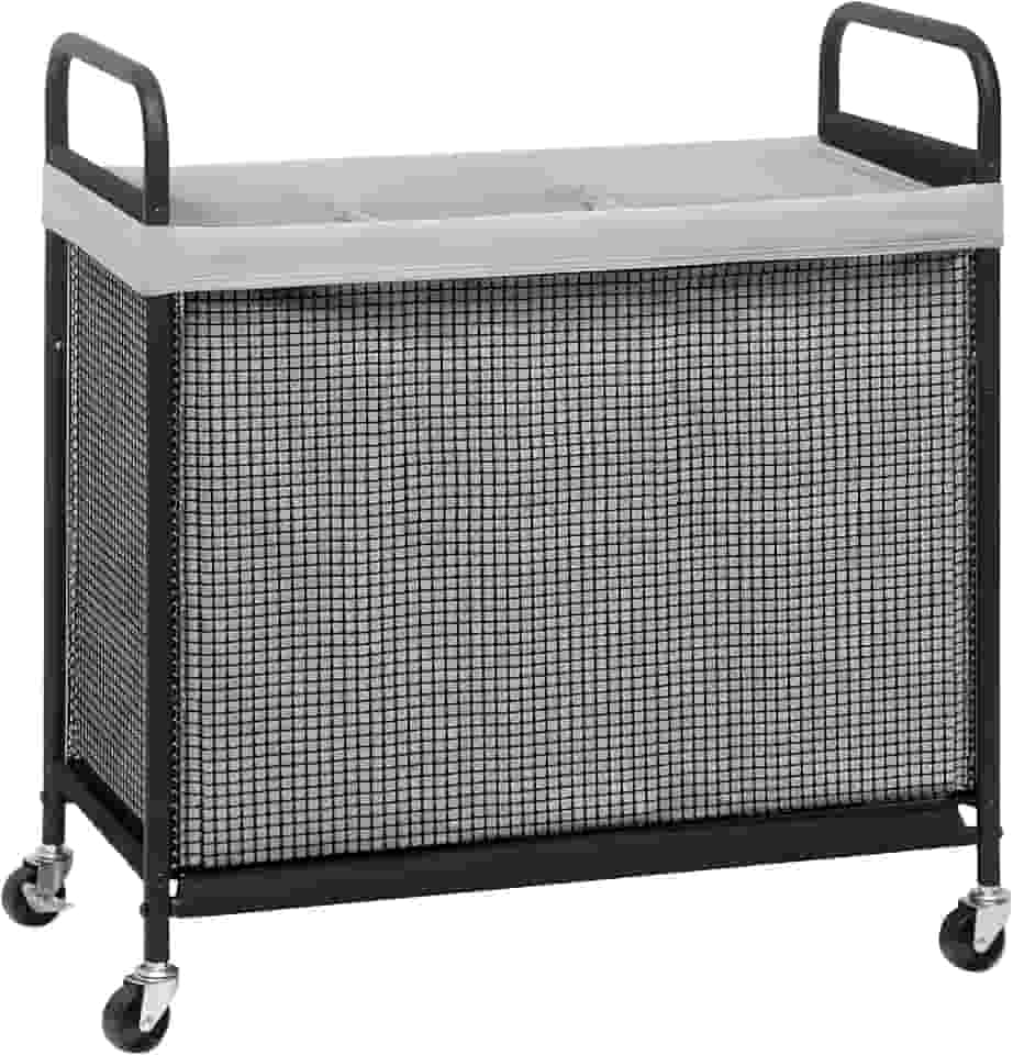 STORAGE MANIAC Cesto de lavanderia com rodinhas com rodas, classificador de roupa de 3 seções, cesto de lavanderia com rodinhas com bolsa removível, cesto de roupas, organizador de lavanderias