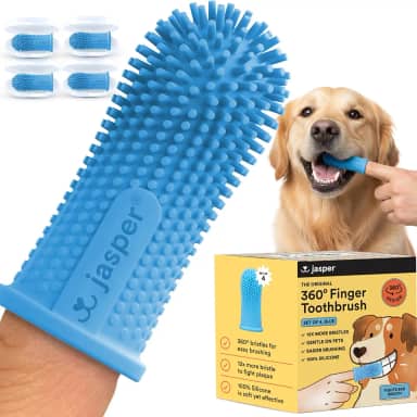 Jasper Escova de dentes para cães, kit de escovação de dentes de cachorro de 360 graus, kit de cuidados dentários caninos e limpeza de dentes, escova de dentes para animais de estimação, use com pasta
