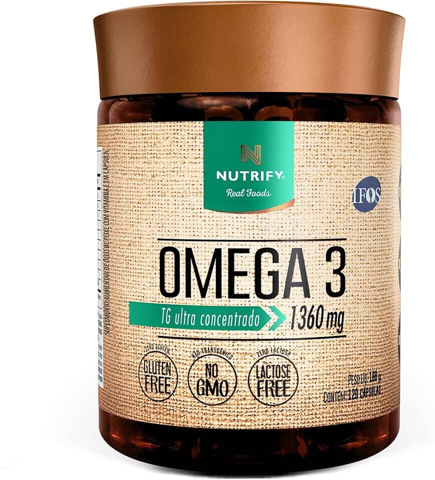 Nutrify - Ômega 3 TG Ultraconcentrado 1360mg - Suplemento Alimentar Enriquecido com Vitamina E - Suporte para Foco, Memória e Bem-Estar - 120 Cápsulas