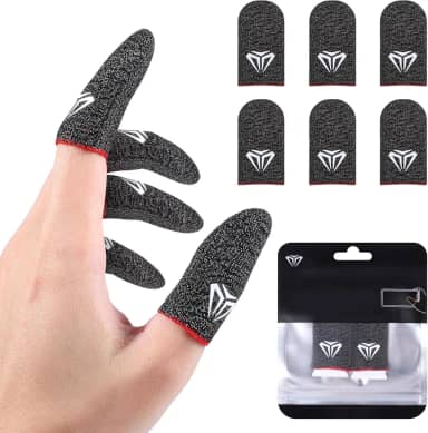 KIT 6 Luvas de Dedo Gamer Free Fire PUBG COD Anti Suor V8 Fibra Nanotecnologia Touch Celular