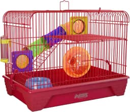 Gaiola para Hamster 2 Andares Colorida Completa com Tubos (Vermelha)