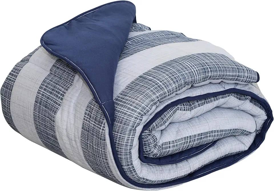 Edredom Estampado 1 Peça Portallar Casa Duo Amsterda/Azul Profundo Solteiro