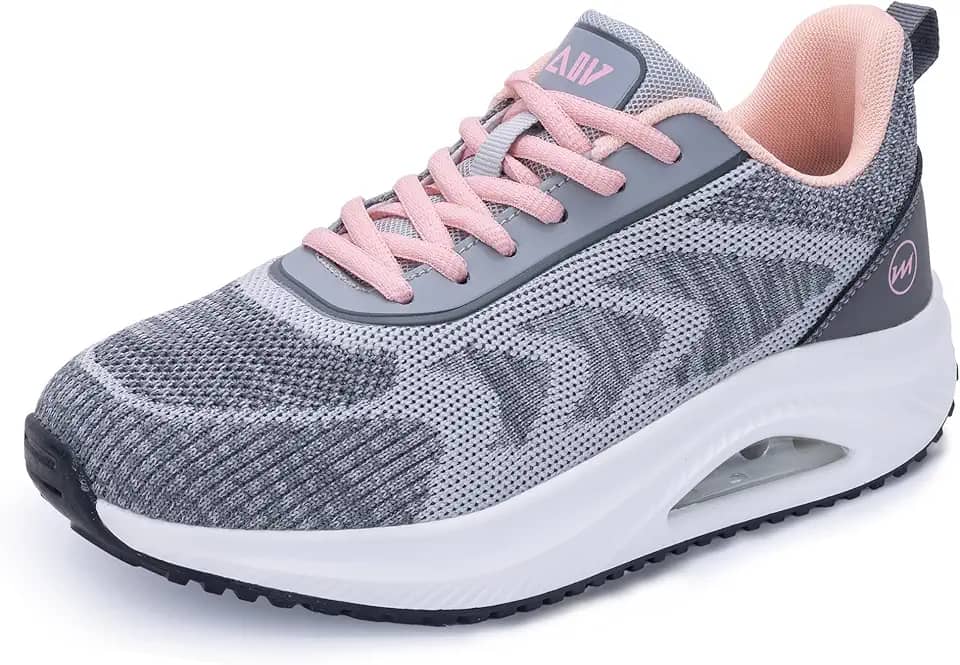 Tênis de caminhada feminino com suporte de arco ortopédico para fascite plantar tênis de corrida