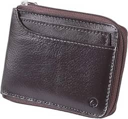 Carteira Masculina Porta CNH Couro Legítimo Fechamento Zíper 188 (Café)